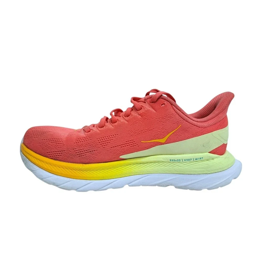Hoka One One Mach 4 Women's Size 7B Hot Coral Saffron Orange Yellow Running